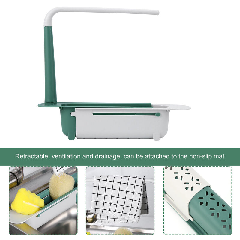 Telescopic Sink Holder-Plastic Adjustable Drainer Sink Tray Sponge Holder Newly
