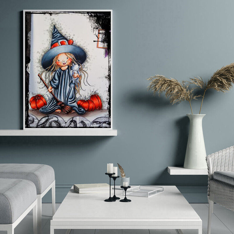 Art Hand Painted Oil Paint By Numbers Witch Digital Drawing On Canvas Home Decor