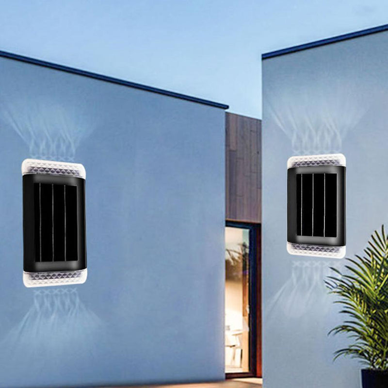 4pcs LED Solar Wall Lamp Outdoor Up Down Street Stairs Light (Warm Lamp)