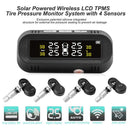 C68 USB+Solar Powered Car TPMS Tire Pressure Monitor System w/4 Internal Sensors