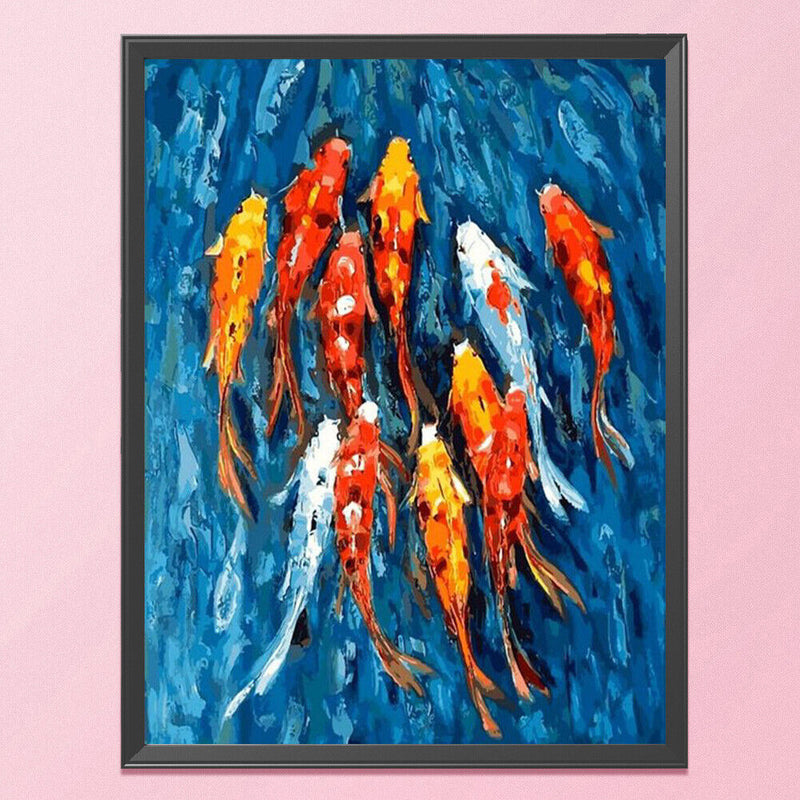 Full Embroidery Koi Fish Stamped Canvas 11CT DIY Cross Stitch Kits Decor Gifts