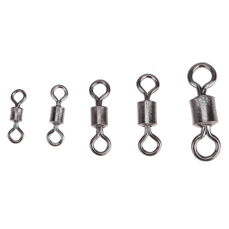 250pcs Ball Bearing Swirl Solid Ring Fishing Hook Connector + Plastic Box