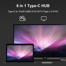6 in 1 USB C HUB Docking 2 USB 3.0 4K HDMI Type-C RJ45 100W PD Charging Adapter