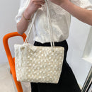 Fashion Women Straw Woven Lace Shoulder Bag Ladies Beach Handbags (Beige)