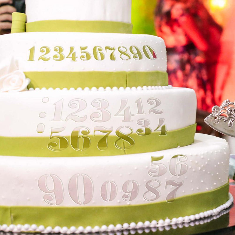 Plastic Numbers Painting Template DIY Cake Coffee Decor Spray Mold Stencil