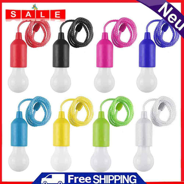 8pcs Colorful Light Bulb Chandelier Portable LED Pull Cord Light Outdoor Camping