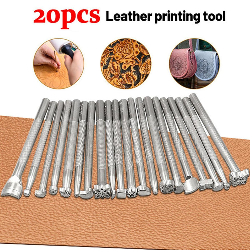 20pcs Manual Leather Craft Stamping Carving Embossing Beveler Stamping Tools .
