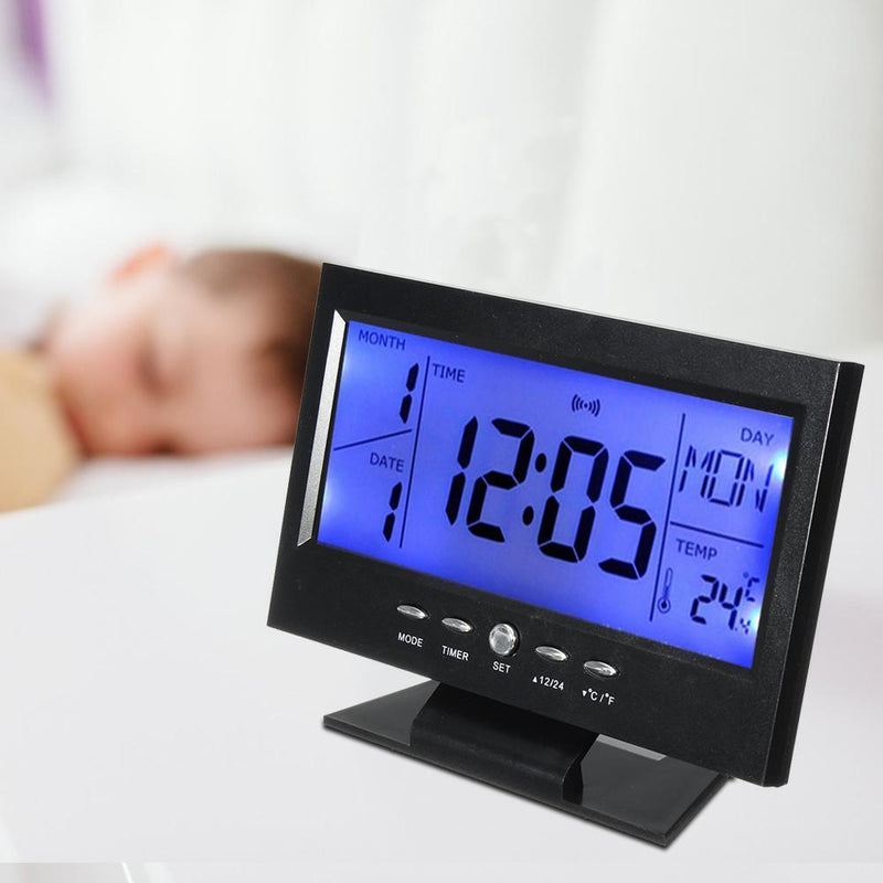 3pcs Electronic LCD Temperature Humidity Clock (Black)