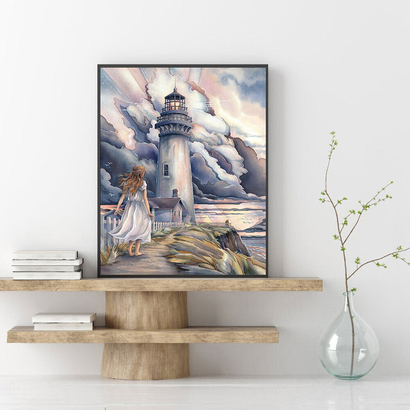 Lighthouse After Storm Oil Paint By Numbers Kits DIY Handpainted on Canvas