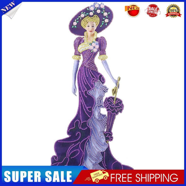 DIY Full Dress Lady Part Special Shape Diamond Painting Kit (YX034 Purple)
