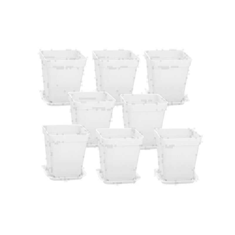 Strong White Plastic Square Plant Flower Pot Planter X5 K2V4 S4X1 Growing O8S8