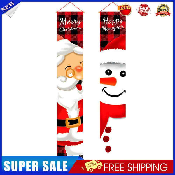 DIY Merry Christmas Snowman Door Curtain Couplet Banner Hanging Flag Xmas Decor