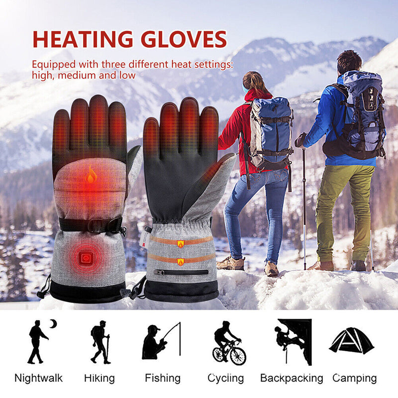 2pcs Smart Ski Heated Gloves Waterproof Motorcycle Bicycle Cycling Glove Mittens