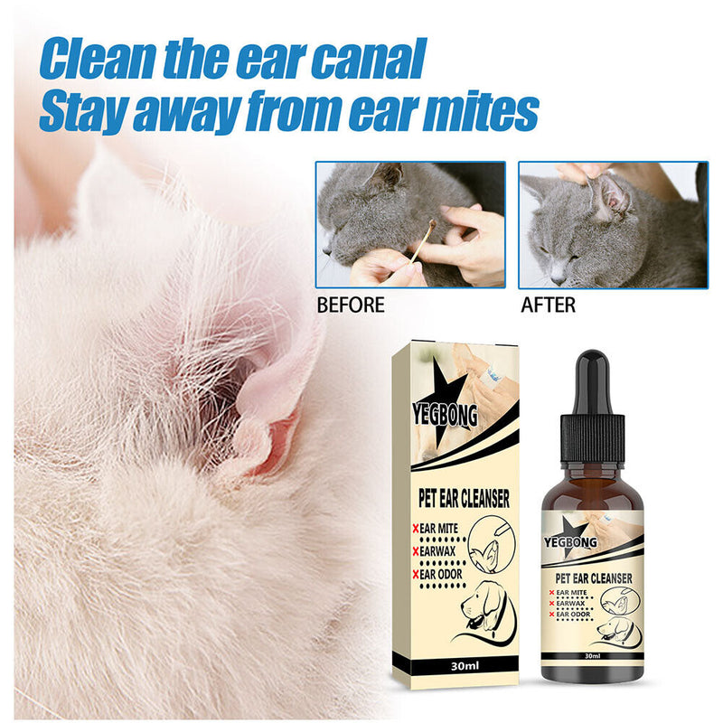 Cat Dog Ear Cleaner Mites Remove Ear Mites Ear Wax Relieve Itching Pet Cleansing