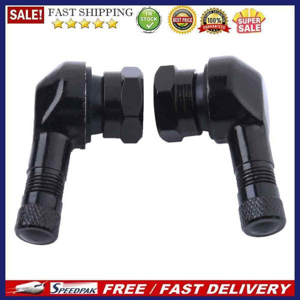 2pcs 90° CNC Aluminum Motorcycle 11.3mm Rim Tire Tyre Valve Stems(Black)