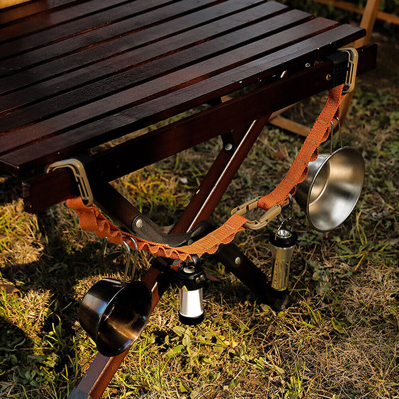 5-ring Camping Hanging Rope Tent Cup Lamp Hanger Clothes Line Strap (Khaki)