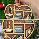 Book Lovers Heart-Shaped Bookshelf Pendant Ornament Christmas Tree Decor x 1 Pc#