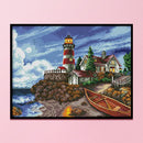 14CT Seaside Lighthouse Counted Cross Stitch Full Embroidery Kit DIY Needle