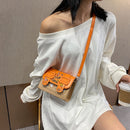Women Leather Crossbody Bag Female Graffiti Belt Buckle Shoulder Sling Handbags