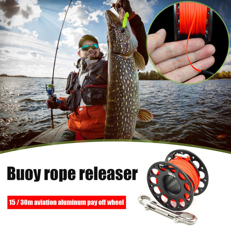 Scuba Diving Spool Finger Reel for Underwater Fishing Cave Dive (15m Black)