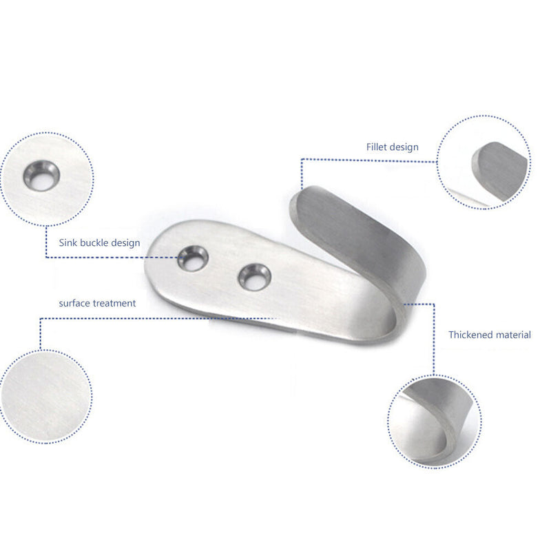 Stainless Steel Door Hook Set with Screws Clothes Hat Wall Hanger (3mm)