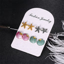 Women Jewelry Fashion Accessories 4 Pairs/Set Stud Earrings Shell Starfish