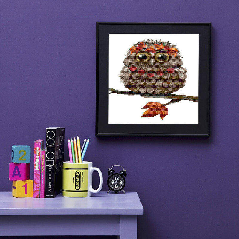 #A Owl Pattern Partial Cross Stitch 14CT DIY Printed Embroidery Kits Home Decor