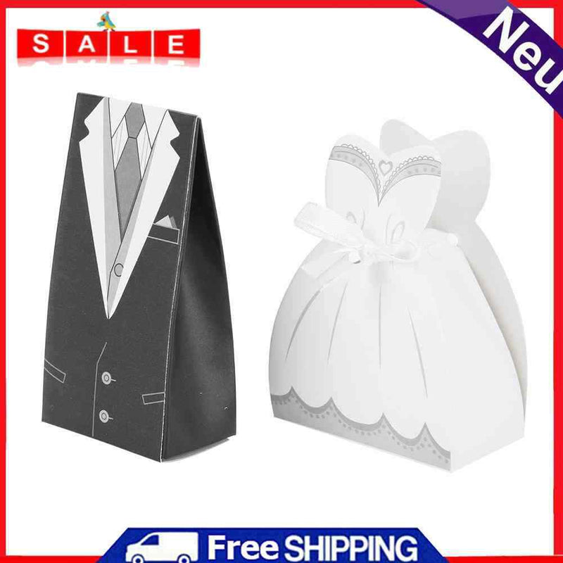 50pcs Wedding Favor Gift Dresses Candy Boxes Package Birthday Party Decor Supply