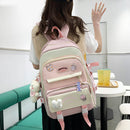 5pcs Canvas Backpacks Combo Set School Book Pack Pencil Bag Travel Work Bagpacks