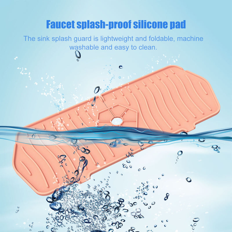 Kitchen Silicone Faucet Absorbent Mat Sink Water Splash Odor Guard (Pink) Newly