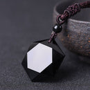 Black Blessing Jewelry Lucky Necklace Obsidian Pendant Hexagram Shape Amulet
