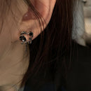 Accessories Women Trendy Hollow Metal Stud Earrings Love Heart Black Harajuku