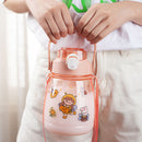 Bear Water Bottle with Straw - Leakproof & Portable Kids Bottles (Pink)