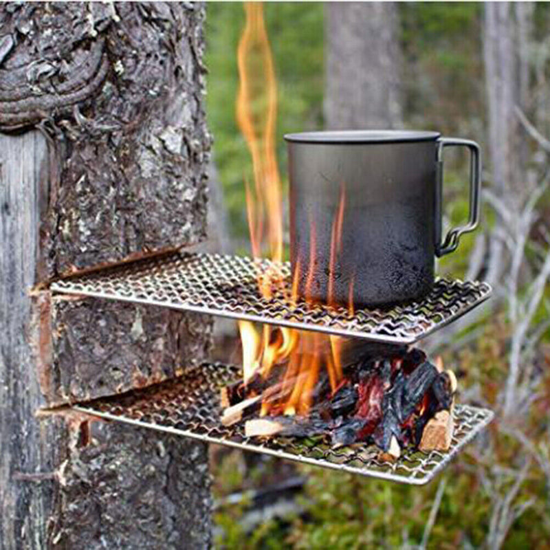 BBQ Grilling Net Fire Cooking Stainless Steel Camping Grill Grate Firewood