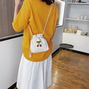 Women Drawstring Shoulder Bags Daisy Print Cherry Small Crossbody Pocket