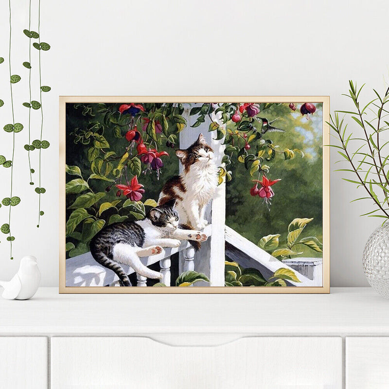 Unframed Running Cats On the Railing Painting Picture By Numbers Wall Craft