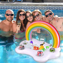 Inflatable Drink Holder Pool Rainbow Floating Fruit Serving Bar Table Tray Newly