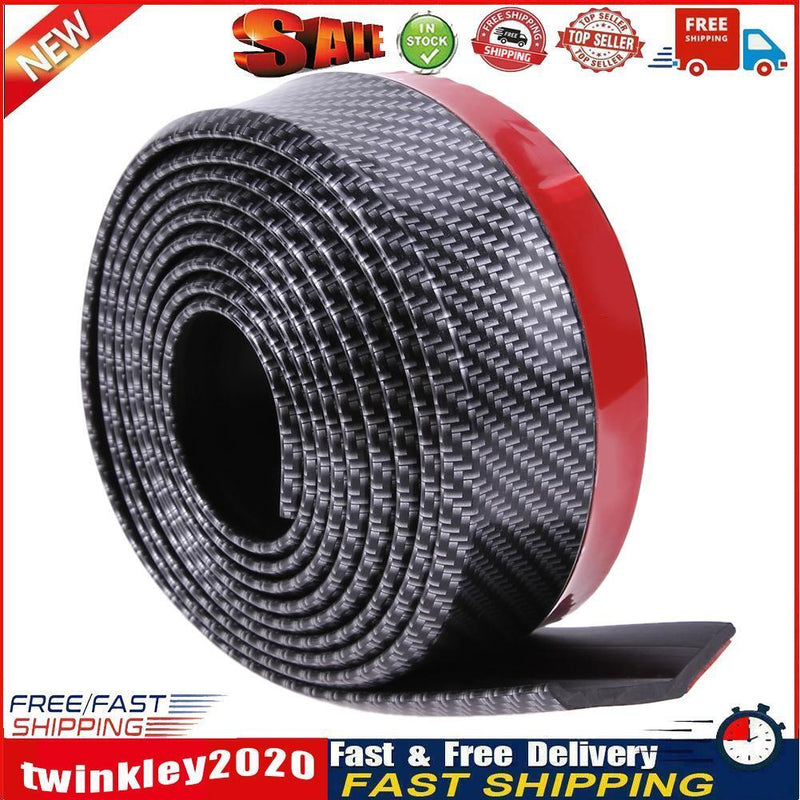 Black Soft Carbon Fiber Car Rubber Bumper Strip  Outside Bumper Front Lip Newly