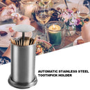 Stainless Steel Automatic Toothpick Holder Cotton Swab Box Home Table Decoration