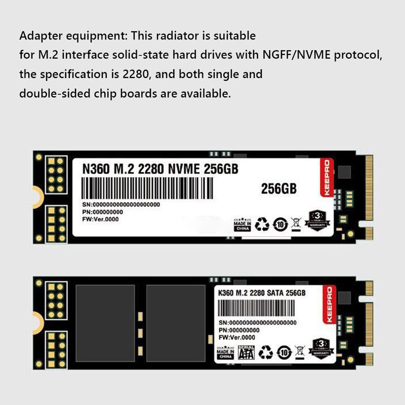 MK-200 M.2 Heatsink Cooling Thermal Pads for NGFF NVMe 2280 SSD (Red) Newly