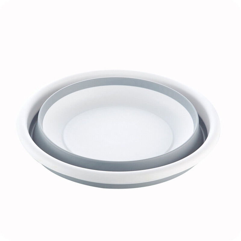 Collapsible Washing Basin Outdoor Travel Folding Silicone Bucket (Grey) Newly