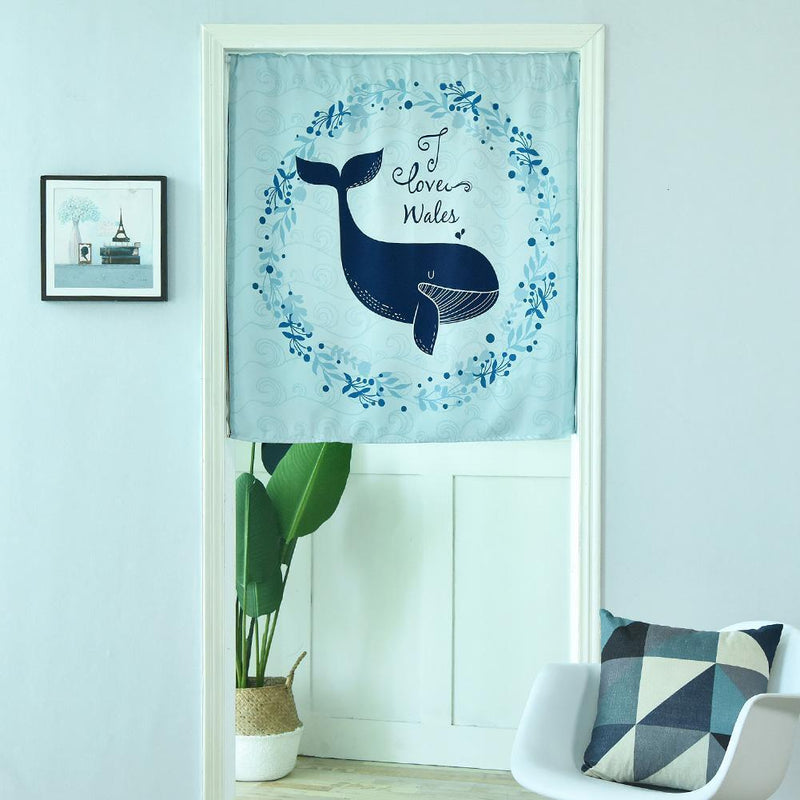 Japanese Digital Printed Short Sheer Kitchen Doorway Curtains Home Decor (D