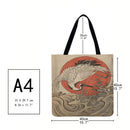 Japanese Crane Paint Printed Shoulder ShoppingBag Casual Large Tote Handbag