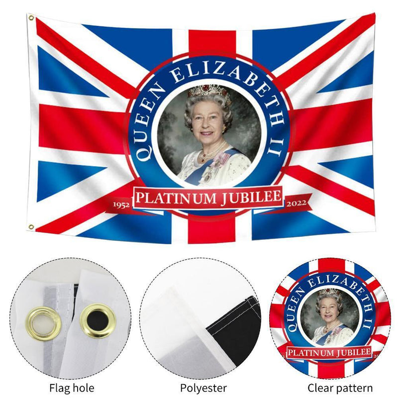 Platinum Jubilee Flag Polyester Queen Elizabeth Banner - British Decor (1)