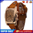 5pcs Unisex Leather Band Rectangle Dial Wristwatch Quartz Watch Orange