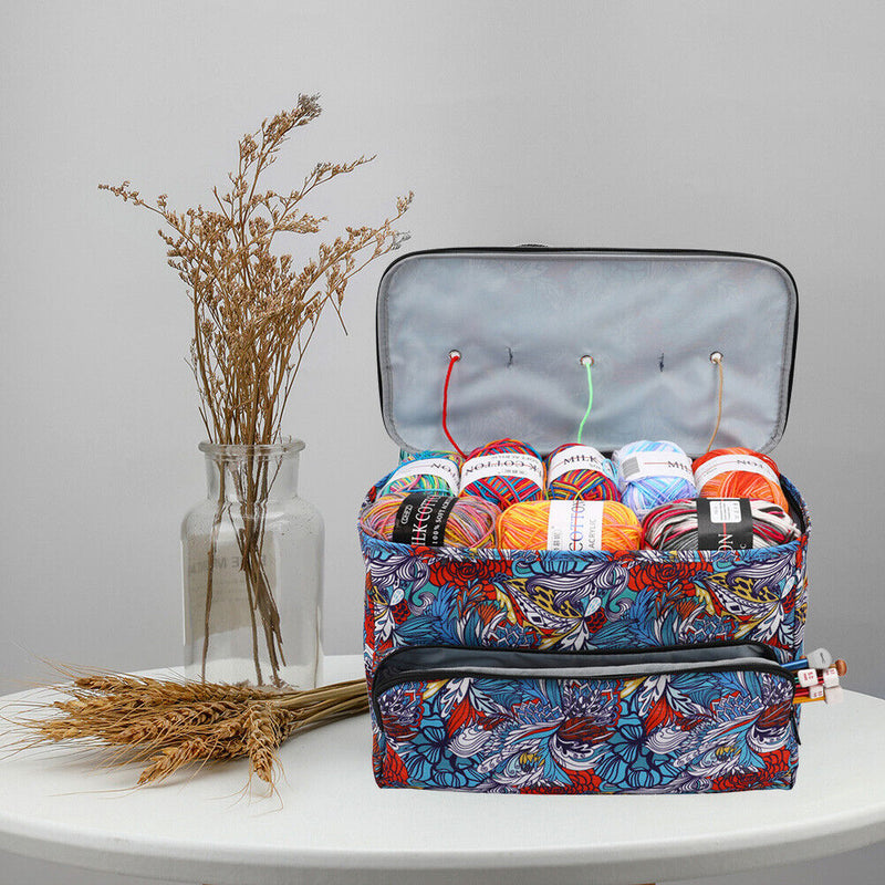 Yarn Storage Bag Large Knitting Tote for Thread Crochet Hooks Needles Organ