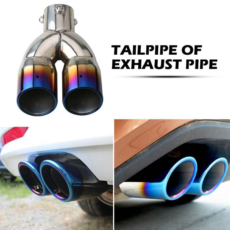 Stainless Steel Dual Exhaust Tip with 2.5 inch ID Inlet Rolled Edge Slant C