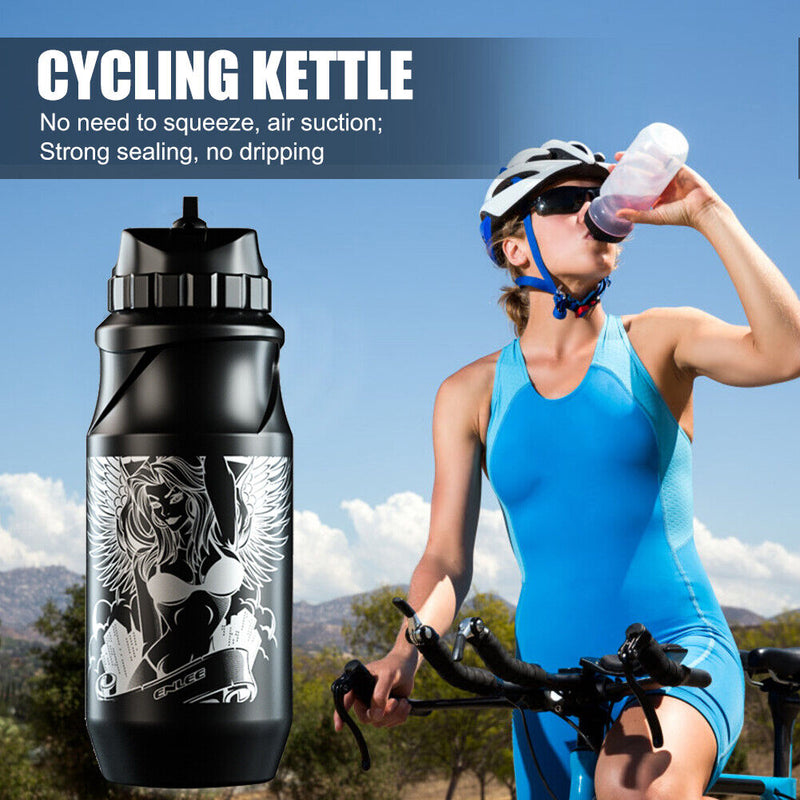 ENLEE 500ml Outdoor Sports Water Bottle Plastic MTB Bicycle Kettle (Black) Newly
