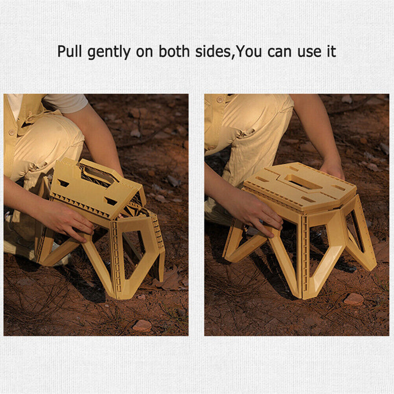 Outdoor Portable Folding Stool Camping Stools for Adults Children (Khaki) Newly