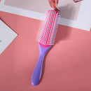 9 Rows Styling Brush Straight Curly Hair Detangling Massage Comb (Purple) Newly